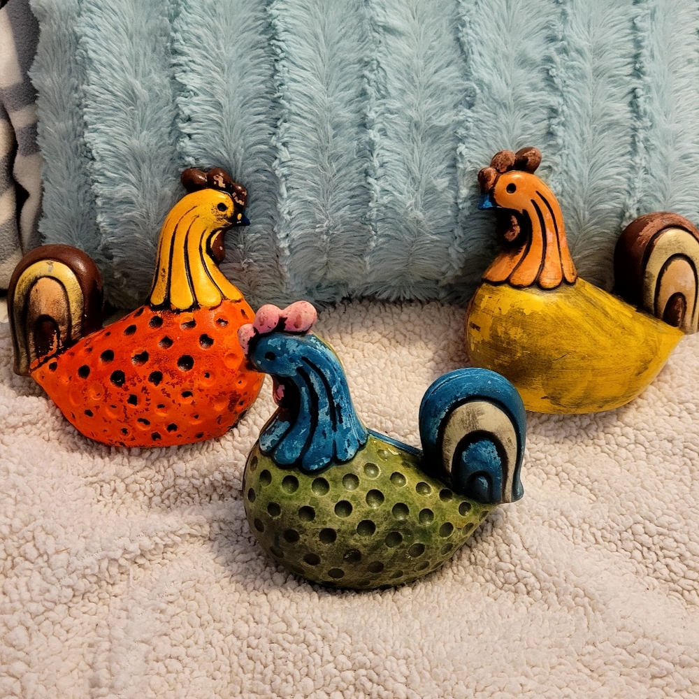 Hand Painted Hens Decor